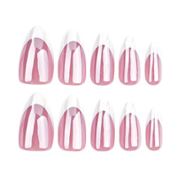 Lot de 30 faux ongles en acrylique à presser, style minimaliste, courts, forme amande française, haute qualité, vente en gros usine, styles personnalisés acceptés