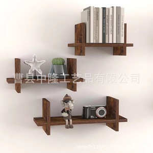 Wall-mounted floating <b>shelf</b>, living room wall-mounted wooden record <b>shelf</b>, bathroom toiletries storage <b>rack</b> - Product Image 2