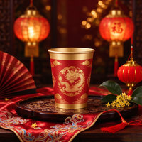 Gobelets en papier jetables à double paroi, style chinois, personnalisables, épais et résistants à la chaleur, pour boissons chaudes, café, lait, thé – Vente en gros