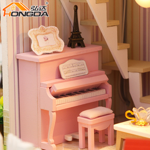 Hongda M911 SAKURA <span class=keywords><strong>Love</strong></span> ที่กำหนดเองบ้านตุ๊กตาไม้สีชมพูสำหรับเด็กผู้หญิง DIY บ้านตุ๊กตาขนาดเล็กชุดบ้านตุ๊กตา - Product Image 5