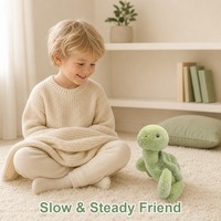 Peluche tortue verte adorable avec nageoires en velours doux et petits yeux perlés, animal en peluche pour la décoration de la chambre d'enfant et cadeau confortable pour les enfants