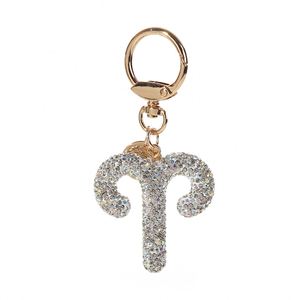 New Design Crystal Rhinestone 12 <b>Star</b> Sign constellation <b>Key</b> Chain Diamond Car Bag Charm Zodiac Keychain Accessories Decoration - Product Image 5
