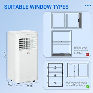 24H Timer 8000 BTU <b>Portable</b> <b>AC</b> <b>Unit</b> with Dehumidifier Remote Control for 161 Sq Ft Rooms (UK/EU Plug) Black - Product Image 4