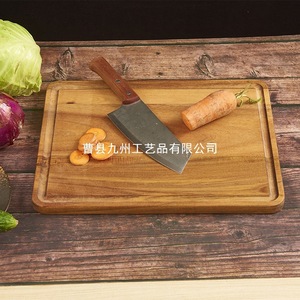 Tabla de cortar de madera de acacia rectangular, bloque de madera maciza para cocina, duradero para uso doméstico y en restaurantes. - Product Image 4