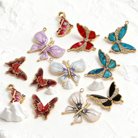 Pendentifs DIY en acier inoxydable avec strass et breloques papillon émaillées colorées, très demandés pour la fabrication de bijoux (bracelets et colliers)