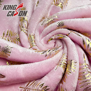 Vải Flannel Fleece <span class=keywords><strong>Jacquard</strong></span> Kingcason 100% Polyester, màu hồng, ép kim vàng, siêu mềm mại, dày dặn, ấm áp, nhanh khô, dùng may quần áo - Product Image 5