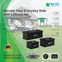 Batterie de chariot de golf ELITE 36V 48V 100Ah LiFePO4, pack de batteries lithium-ion 38.4V 51.2V avec BMS intelligent, moniteur tactile et chargeur rapide