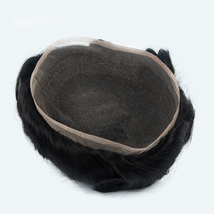 Prothèse capillaire pour homme en cheveux naturels noirs, avec dentelle suisse complète et nœuds frontaux décolorés - Product Image 5