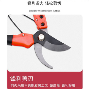 Pruning Shears Stainless Steel Bypass 20-30 Mm Orange Black <b>Garden</b> <b>Tool</b> For Tree Fruit Branches Outdoor Use - Product Image 2