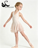 Robe de danse de ballet pour enfants Anna Shi, jupe en tulle à volants, costume de performance de gymnastique pour filles