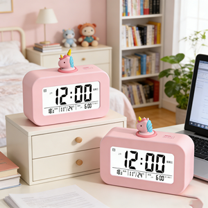 Réveil numérique LCD <span class=keywords><strong>Licorne</strong></span> avec design mignon de dessin animé pour la décoration de bureau, maison, cuisine, usage familial, étudiant, enfant - Product Image 5