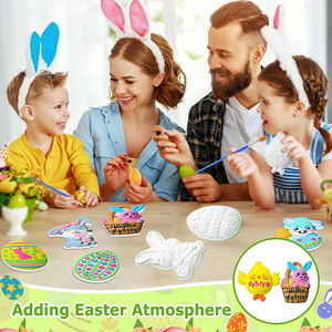 Kit de peinture sur plâtre en forme d'œuf de <span class=keywords><strong>lapin</strong></span>, non toxique, de qualité supérieure, pour enfants, arts créatifs, artisanat éducatif, cadeau d'<span class=keywords><strong>Anniversaire</strong></span> ou de Pâques - Product Image 2
