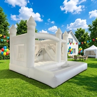 Château gonflable commercial blanc avec toboggan, en PVC, pour mariage, combo château gonflable pour location d'événements et fêtes