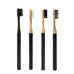 Wholesale OEM Custom Logo Black Gold Metal Bamboo Toothbrush Biodegradable Eco Friendly Toothbrush with Replacement Heads