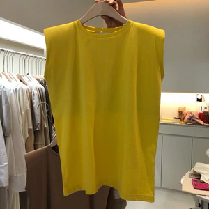 Kaos <span class=keywords><strong>Tank</strong></span> Top Wanita Tanpa Lengan Model Longgar Kerah Bulat Polos Laris untuk Musim Panas Pakaian Wanita Korea - Product Image 1