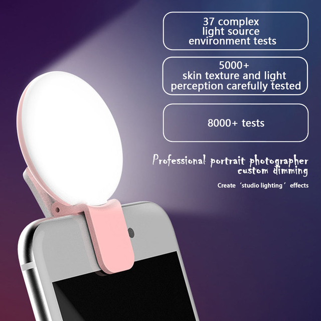 Durable and Portable Clip-On LED Selfie Ring Light USB Rechargeable Mini Fill Light for Phone Photography and Live Streaming