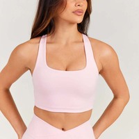 Soutien-gorge de sport tendance pour femme, col carré, bretelles croisées multiples, dos découpé, rembourrage doux, pour yoga et fitness