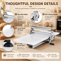 Rouleau à pâtisserie manuel pliable 12 pouces, 360 °   Rouleau à pâtisserie, épaisseur réglable de 0 à 25,0 mm, adapté aux boulangeries et pâtisseries