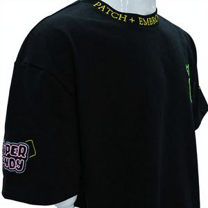 Camiseta Extra Grande Personalizada para Hombre, 100% Algodón, con Logotipo Bordado en 3D, Tejido de Punto, Manga Corta, Unisex, Moda - Product Image 1