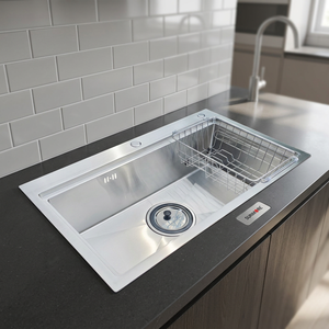 Factory Direct Stainless Steel Single Bowl <b>Kitchen</b> <b>Sink</b> Heavy Duty Anti Rust Polished Surface Deep Basin <b>Kitchen</b> <b>Sink</b> - Product Image 1
