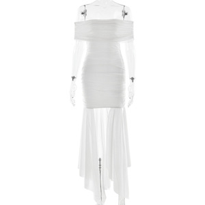 Nuovo Abito Estivo Sexy <span class=keywords><strong>da</strong></span> <span class=keywords><strong>Donna</strong></span>, Top a Tubo Tinta Unita con Pieghe e Nastro in Vita, <span class=keywords><strong>Vestito</strong></span> Aderente - Product Image 5