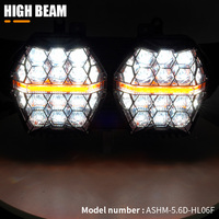 Phare LED double face DOT ECE 120W en nid d'abeille, faisceau haut/bas DRL pour moto Touring Road Glide FLTR 2015-2023, noir