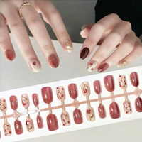 30 faux ongles en ABS, couleur rouge et violet, effet œil de chat, forme amande courte, haute qualité, à presser, couvrance totale