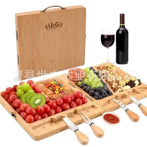 Tabla de cortar de madera maciza Mu Yujia con asa, bandeja cuadrada plegable para queso, para uso doméstico, portátil, apta para contacto con alimentos. - Product Image 3