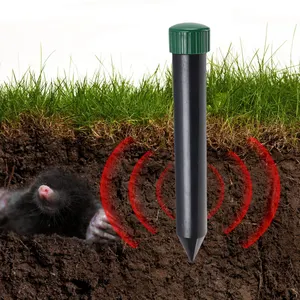 Voice Control Battery Powered Mole Snake Gopher Repellent for Lawns Garden Yard Sonic Mole Deterrent Spikes Groundhog Repeller