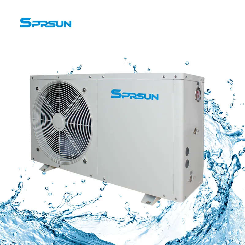 Sprsun 3kw 5kw 9kw bomba de ar, bomba de calor de água com aquecedor com diodo