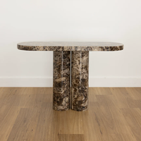 Meubles KUMUSI Table console haute moderne en marbre brun Dark_Emperado Pierre naturelle pour salon