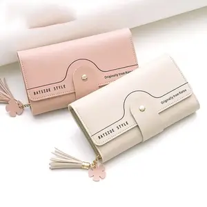 Женский Длинный кошелек, сумка в Корейском стиле с несколькими картами, с застежкой