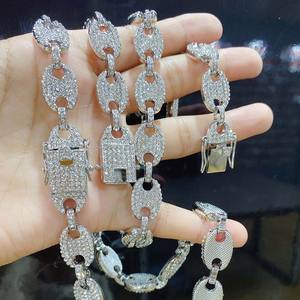 Bijoux Rock Hip Hop 13MM <span class=keywords><strong>en</strong></span> alliage à breloque, <span class=keywords><strong>en</strong></span> grains <span class=keywords><strong>de</strong></span> <span class=keywords><strong>café</strong></span> glacé, plein strass, Miami, bordure, chaîne cubaine, collier pour hommes - Product Image 6