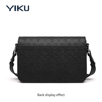 Sac Messager Homme Personnalisé Tendance Motif Croix Noir Sacs à Bandoulière en Cuir PU Luxe pour Hommes Portefeuille