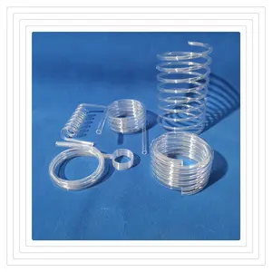 wholesale customized Heat resistance coil clear helix glass pipes spiral quartz tube