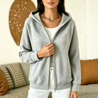 Nouvelle Collection Automne/Hiver 2026 – Cardigan en Maille Décontracté à Capuche Zippé Couleur Unie pour Femme, 100% Polyester