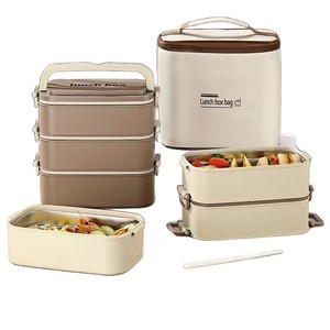 Lonchera de acero inoxidable, contenedor portátil de varias capas, apto para microondas, para trabajadores de oficina y estudiantes - Product Image 1