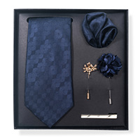 Ensemble de cravates pour garçons d'honneur de mariage, avec pochette de costume, épingle de revers et pince à cravate, accessoires de tenue formelle pour le père du marié et les frères, coffret cadeau
