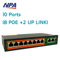 Directo de Fábrica, Mini Switch Ethernet RJ45 POE de 10/100M, 8 Puertos POE + 2 Uplink para Cámara, TV, PC, Hikvision
