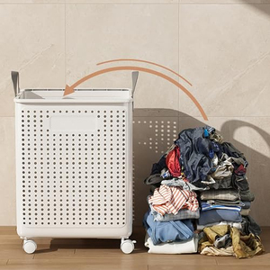 Panier à linge à roulettes grande capacité en PP, pliable, pour la maison, l'hôtel, le rangement des vêtements et des jouets - Product Image 5