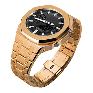 Microbiao WBCSG-1 5ème Génération Bracelet de Montre en Silicone et Acier Inoxydable avec Boîtier et Lunette Métallique Antichoc pour G-Shock <span class=keywords><strong>GA2100</strong></span> - Product Image 1
