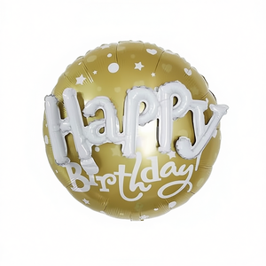 Ballon en feuille d'or Happy Birthday Party Love, 56 cm, rond, métallique, décoration de fête - Product Image 3