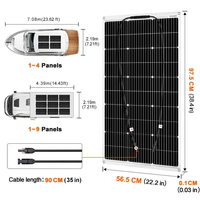Kits de panneaux solaires flexibles 100W, efficacité 22%, légers, chargeurs 12V pour batteries, camping, bateau, voiture, camping-car, voyages en plein air