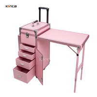 Pour une trousse de maquillage en aluminium durable, pliable, professionnelle, portable pour les techniciens en ongles, table de manucure
