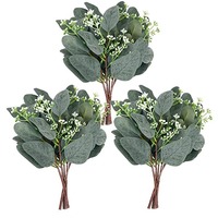 Kunstmatige eucalyptusbloemen gemengde bladeren stengels huisdecoratie bruiloft UV-bestendig vriendelijke groene takken