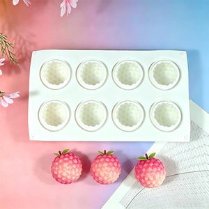 Molde de silicona con forma de lichi de 8 cavidades, diseño de lichi, para chocolate, mousse de frutas, pastel, velas, hielo, herramientas de postres de grado alimenticio - Product Image 3