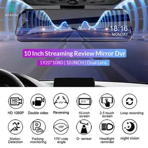 10 Inch Touchscreen Autospiegel Dubbele Lens Nachtzicht Rij Recorder Video Dashcam Auto
