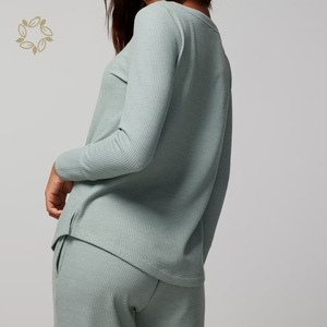 100% <span class=keywords><strong>donna</strong></span> <span class=keywords><strong>in</strong></span> <span class=keywords><strong>cotone</strong></span> biologico pigiama Waffle <span class=keywords><strong>vestiti</strong></span> da <span class=keywords><strong>donna</strong></span> sostenibile pigiama <span class=keywords><strong>donna</strong></span> tuta notte Waffle camicia da notte Pj - Product Image 3