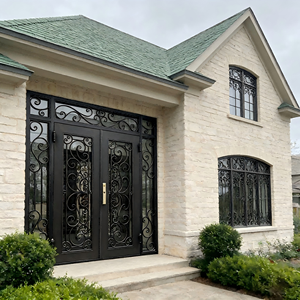<span class=keywords><strong>Porte</strong></span> <span class=keywords><strong>d</strong></span>'<span class=keywords><strong>entrée</strong></span> élégante en fer forgé avec un design unique <span class=keywords><strong>et</strong></span> un cadre plein, idéale pour une maison de luxe - Product Image 2