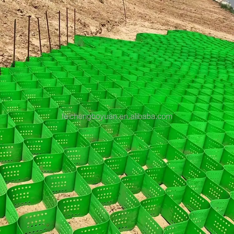 Produk Earthwork Hdpe Geocel Astm halus Geocel kerikil Driveway Paving Grid untuk jalan masuk sarang lebah